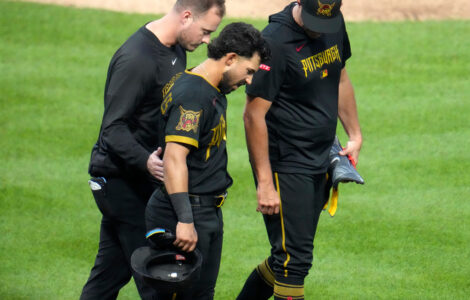 Pirates 3B Nick Gonzales forced from game after being hit by pitch on helmet